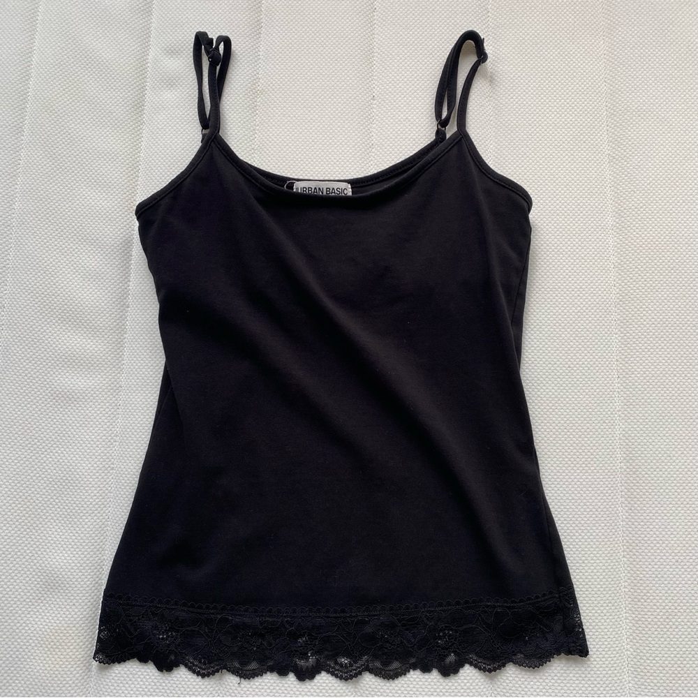 Urban Basics Black Lace-Trim Spaghetti Strap Cami